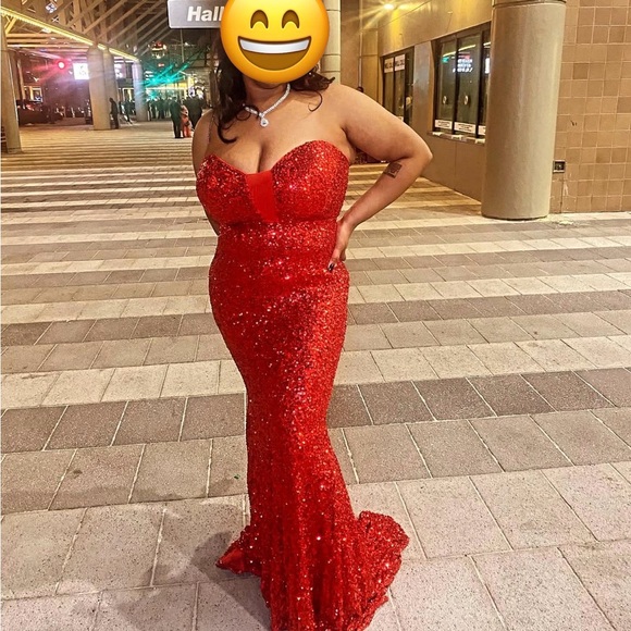 Fashion Nova Dresses & Skirts - Fashion Nova Elegant Red Sequin Strapless Dress